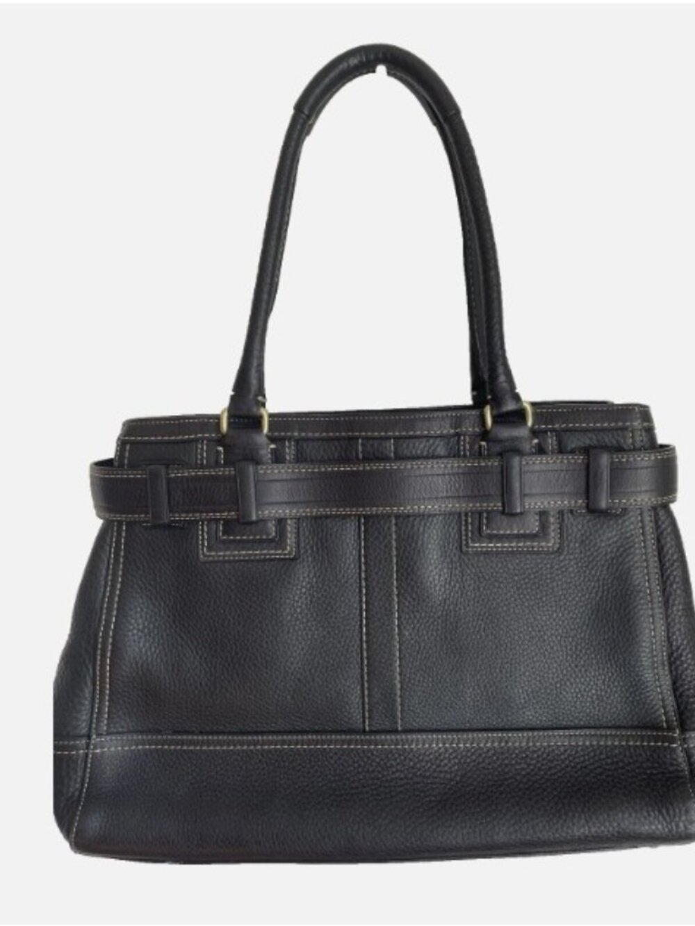 Coach Bag Hampton Pebbled Leather Black Shoulder Bag Purse Pristine E06S-10213 - Picture 2 of 9